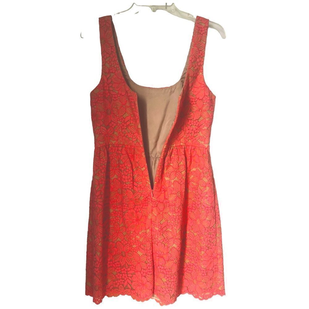 Trina Turk Gaviota Coral Lace Sleeveless Dress sz 4 - Picture 5 of 11